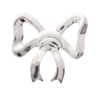 18mm x 17mm Vintage Bow Charm, classic silver, bright silver, silver, Made in USA, pack of 6