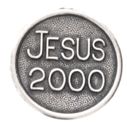 18mm Jesus 2000 "Pray for the Century" Pocket Prayer Coin, also for earrings, lapel pins, & tie tacks, Gold or Silver, Vintage, pack of 6