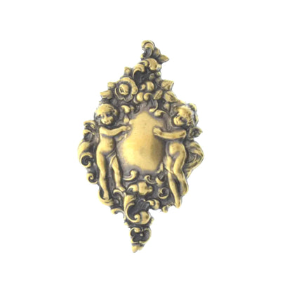 62mm Vintage Victorian Cherubs Metal Angel Stamping, Antique Silver, Bright Silver or Vintage Gold, Made in USA, pack of 2