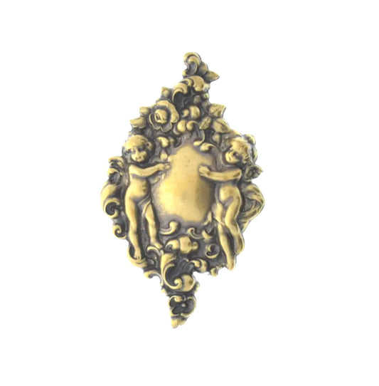 62mm Vintage Victorian Cherubs Metal Angel Stamping, Antique Silver, Bright Silver or Vintage Gold, Made in USA, pack of 2