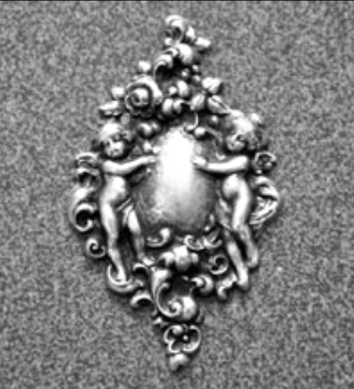 62mm Vintage Victorian Cherubs Metal Angel Stamping, Antique Silver, Bright Silver or Vintage Gold, Made in USA, pack of 2