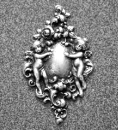62mm Vintage Victorian Cherubs Metal Angel Stamping, Antique Silver, Bright Silver or Vintage Gold, Made in USA, pack of 2