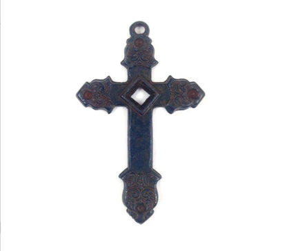 3 Rustic Cross Pendants, 7mm bezel, rustic finish, Made in USA, 4294RU, pack of 3