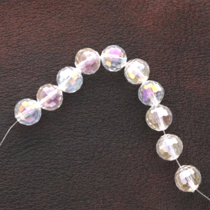 12mm Faceted Crystal Beads with AB finish, or Crystal Clear, Round, Pineapple Cut, 33 beads