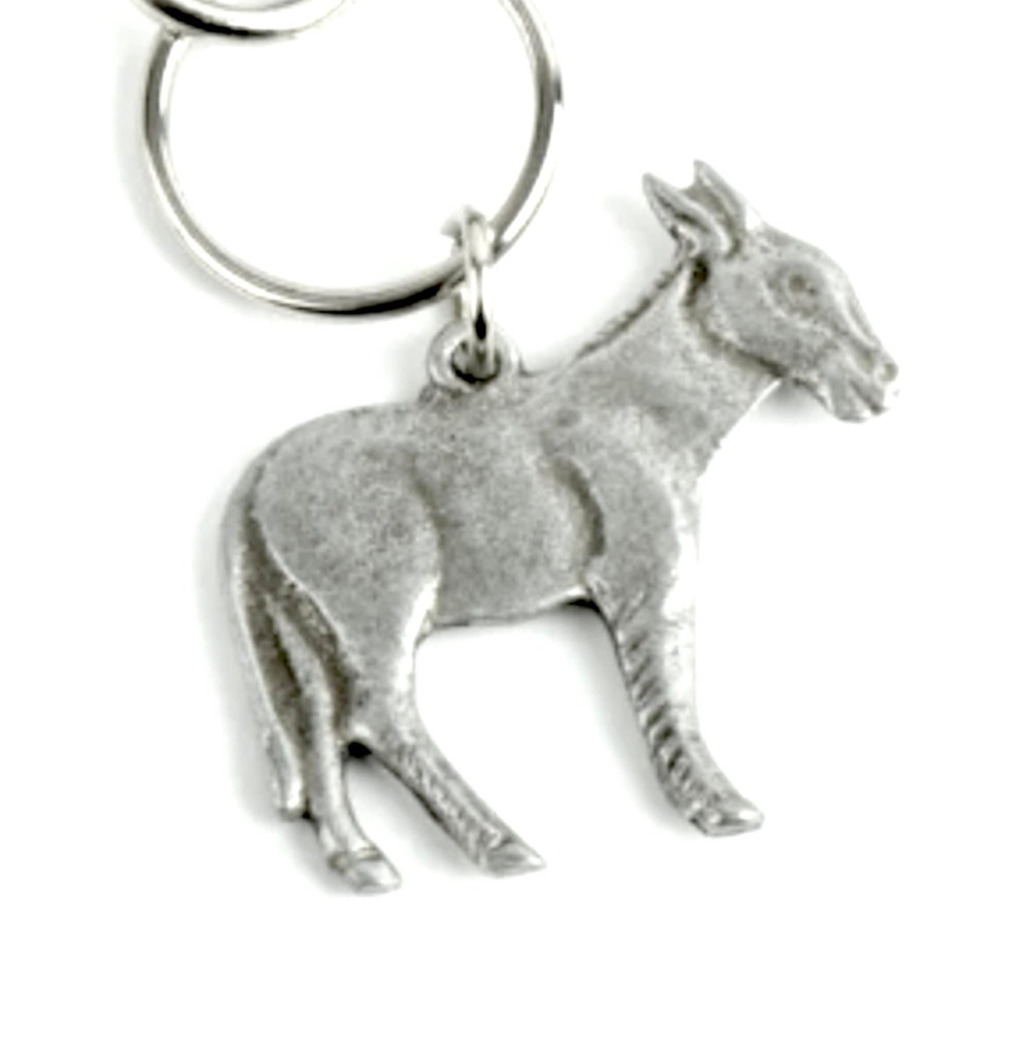 Donkey Keychain Key Fob, antique silver, Made in USA, each