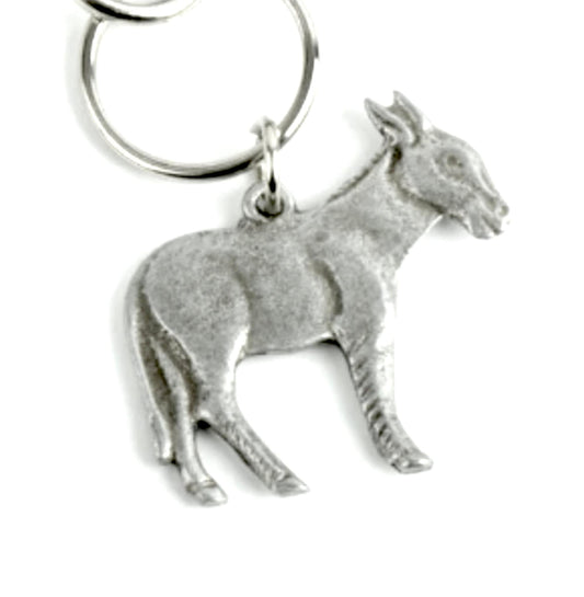 Donkey Keychain Key Fob, antique silver, Made in USA, each