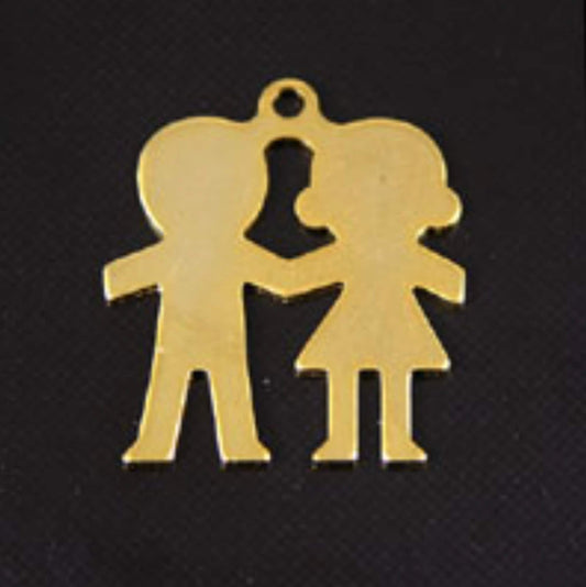 17mm Silhouette Couple or FRIENDS charm, Hamilton gold, Made in USA, pack of 6