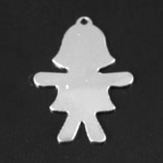 25mm Girl Silhouette Charm, ready to engrave, personalize, Hamilton Gold, Antique Gold or Silver, Classic Silver, Made in USA, Pack of 6