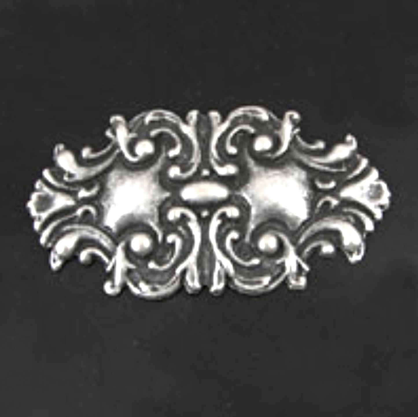 72mm Vintage Ornate Barrette Metal Stamping, Antique Silver, Made in USA, pack of 2