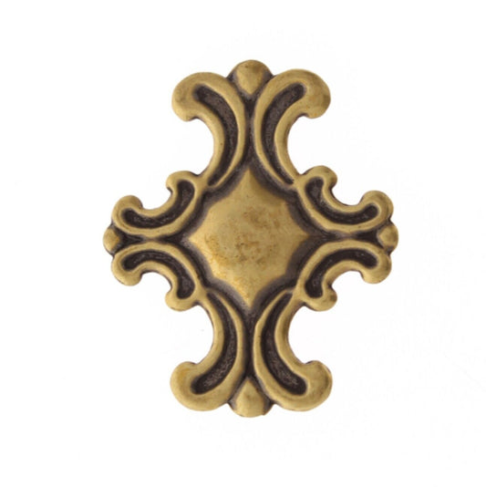 36mm Victorian Ornamental Cross Charms, Antique Gold, pack of 6