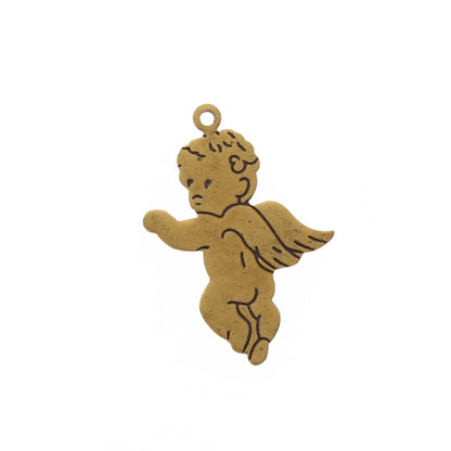 26mm x 17mm Vintage Cherub Angel Charm, Antique Gold or Classic Silver, Made in USA, pack of 6