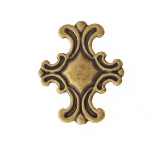 Vintage Victorian Ornamental Cross Stamping or Charm, Antique Gold, 30x36mm, Pack of 6