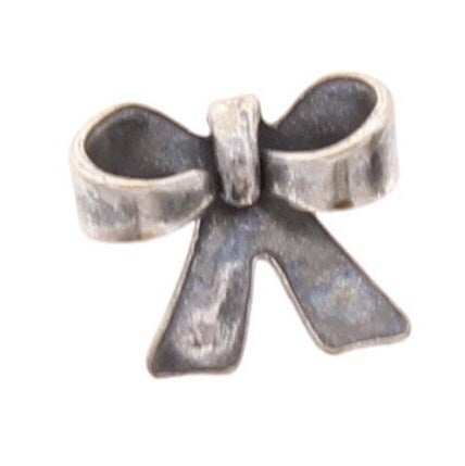 9mm Vintage Metal Bow Charm, antique gold or classic silver, Made in USA, pack of 6