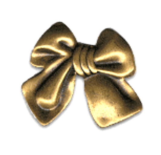 43mm Large Ribbon Bow Charm Stamping, antique gold, pack of 3