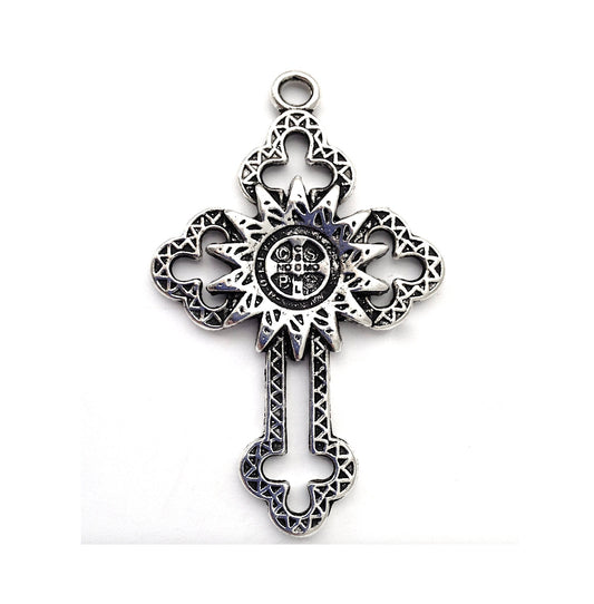 58mm Spanish Cross Charm Pendant, Classic silver, Pack of 2
