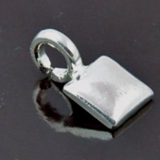 11mm Glue on Bail, with 5.6mm Ring, Square Silver tone, pack of 6
