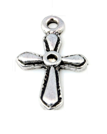 19mm Mission Cross Charms, Classic Silver, pack of 12