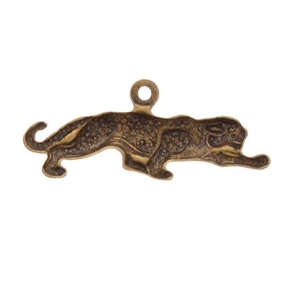 23mm Leopard Charm, Left Facing, Antique Gold or Classic Silver, Made in USA, pack of 6