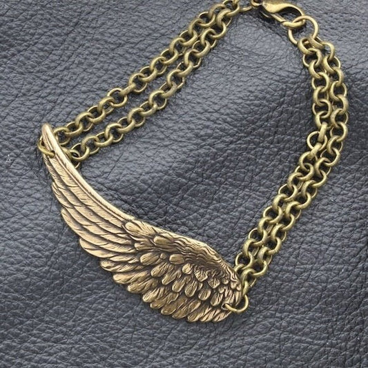 Fairy Angel Cherub Wing Chain Bracelet, Antique Gold or Classic Silver Finish, Made in USA, each