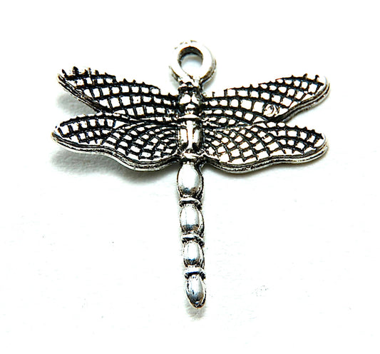 Dragonfly Charm, Classic Silver, Made in USA, pack of 6