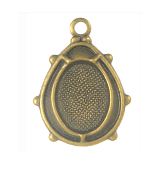 12mm x 15mm Ladybug Charm with 4x8mm Bezel Setting, Classic Silver or Antique Gold, Made in USA, pack of 6