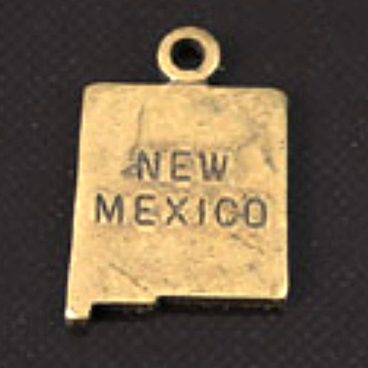 12mm x 8mm New Mexico State Charm, Antique Gold or Classic Silver, Made in USA, pack of 6