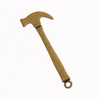 35mm Hammer Tools Charm, Classic Silver or Antique Gold, Made in USA, pack of 6