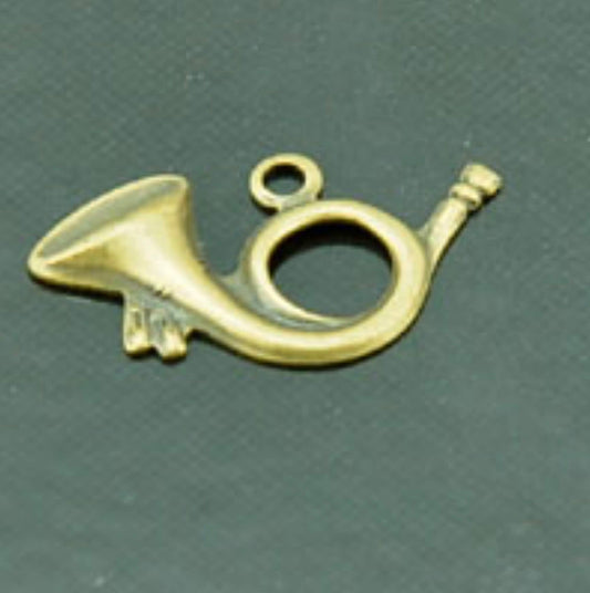 20mm Instrument Saxophone Charm, Antique Gold or Classic Silver, made in USA, pack of 6