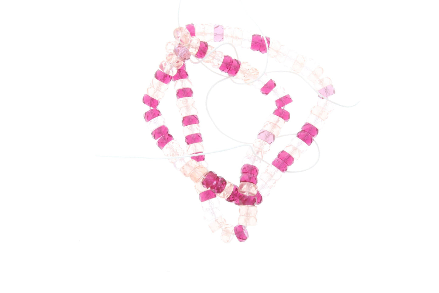 3mm x 6mm Vintage Czech Glass Beads, Faceted Rondelle, Rose, Pink, Crystal, Fire Polished Mix, 98+ beads per 12" strand