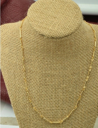 16" Layering Necklace, bar chain, Hamilton gold plating, Made in USA, Each