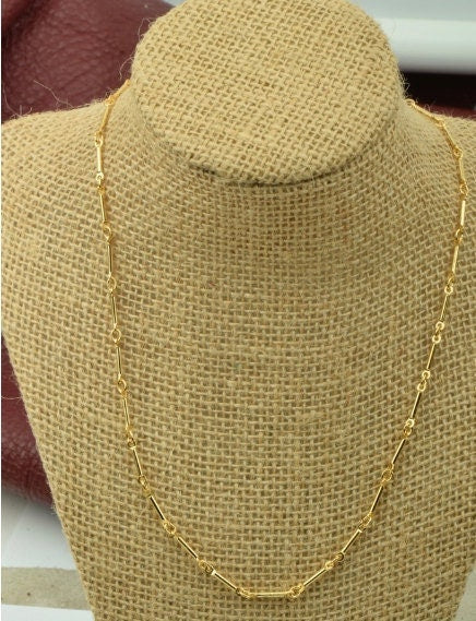 16" Layering Necklace, bar chain, Hamilton gold plating, Made in USA, Each