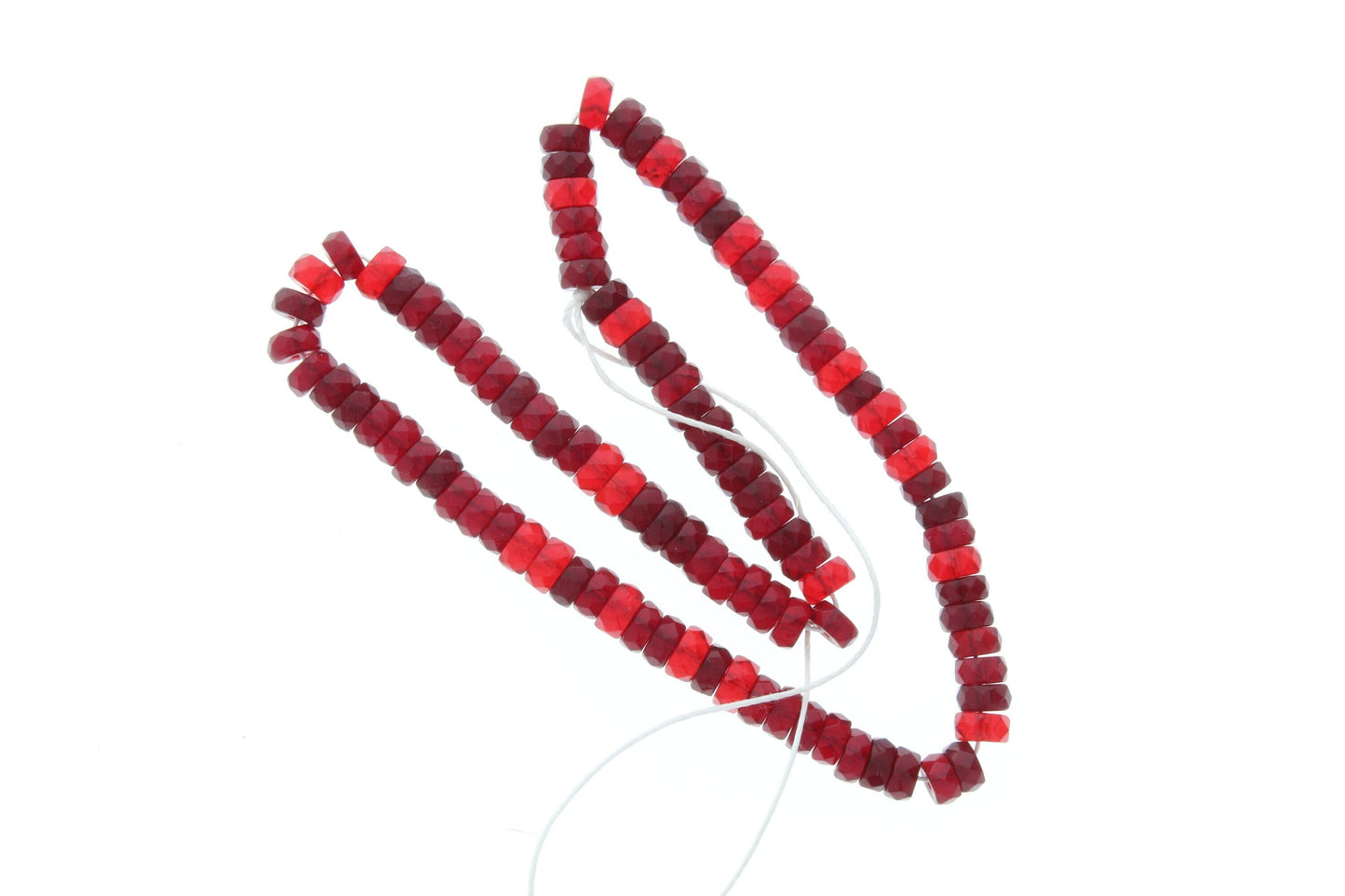 6mm Vintage Czech Glass Beads, Faceted Ruby Red Rondelle Fire Polished Mix, 98+ beads on a 12" strand