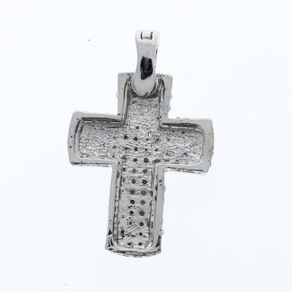 Pave' Crystal Cross Pendant, 1.96 x 1.57 inch (51x40mm), in antique Silver with magnetic clasp, each