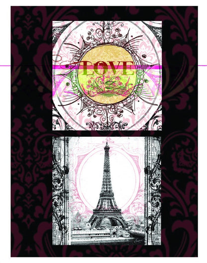 Altered Art Paper, 3x4in sheets, A'mour French Love, 24 sheets, art graphics