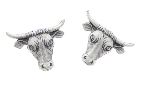 Western Collar Tip set steer , Made in USA, antique silver, 1 pair