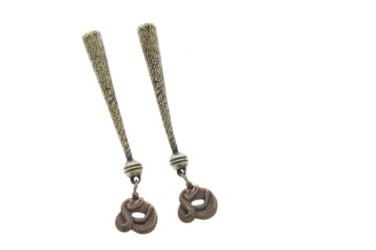 snake    charm  Bolo Tips, antique gold , pack of 2