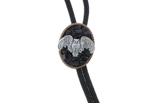 Bat Bolo Tie with matching tips. Gift Box. 36" cord, handmade in USA, Each