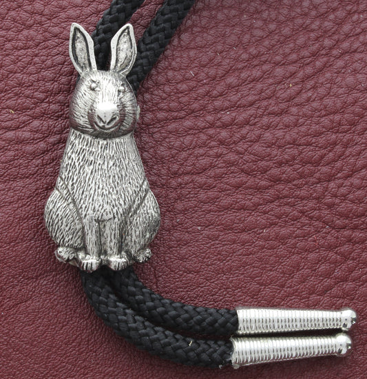 Rabbit Bolo Tie on black or red cord, vintage gold or classic silver, 1 each