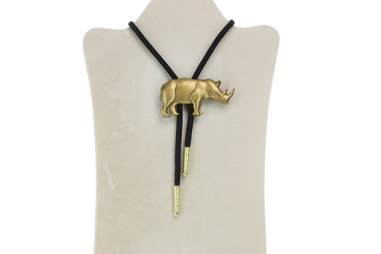 Rhino Bolo Tie  Brass antique made in USA, Each