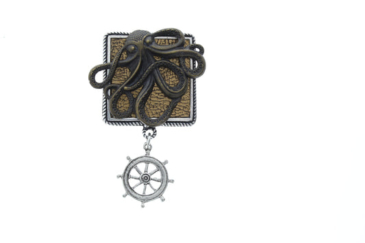 Octopus bolo Tie  , antique brass  , made in USA, Each
