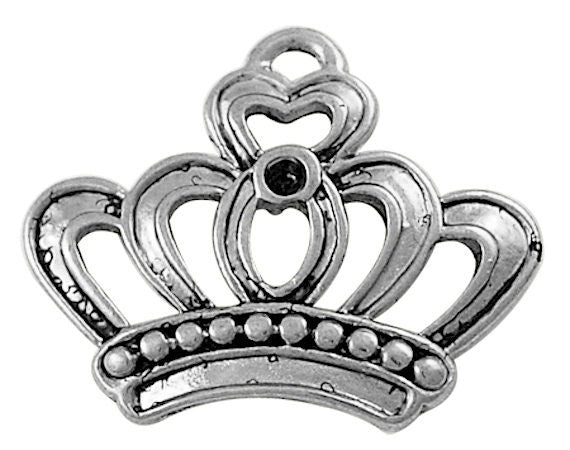 Royal Open Crown Charm, classic silver, pack of 12