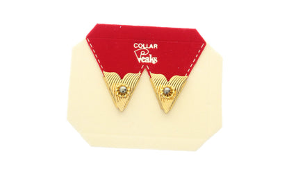 Vintage Collar Tips, 25mm x 18mm, gold plated with pearl, sold by pair  2625G