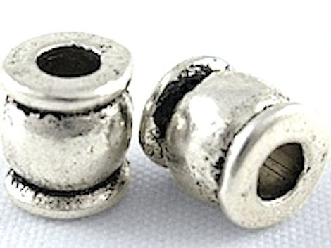 Large Hole Barrel Beads, Classic Silver, pack of 72