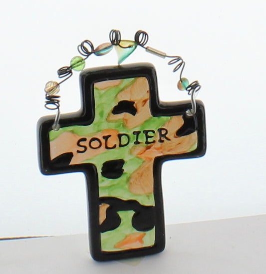 Ceramic Cross, 4" SOLDIER  , sold by 12 pcs each sale