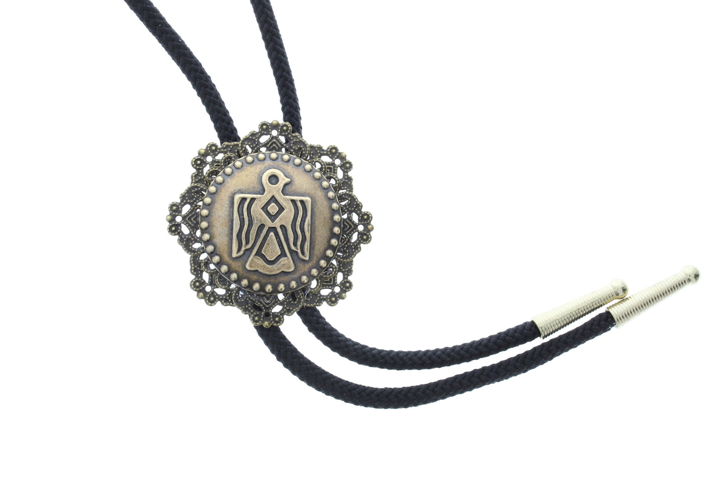 Aztec Bolo, round, black cord,