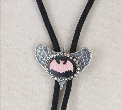 Bat Bolo Tie with matching tips. Gift Box. 36" cord, handmade in USA, Each