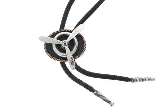 Aviation  Bolo Tie, antique silver , Black or Red 36" cord, made in USA, Each