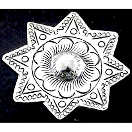 30mm Etched Silvertone Celestial Star Shield Stamping, pack of 6