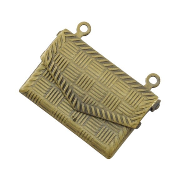 Envelope Charms, opens with hinged flap, 2 strand, antique gold, pack of 6