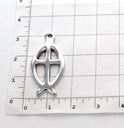 Ichthys pendant, light weight aluminum , pendant or ornament, sold 2 each